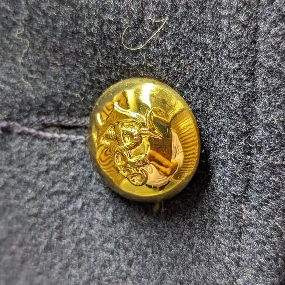 Vintage George David Fashions 100% Wool Blue Double Breasted Pea Coat Pockets - Picture 10 of 10